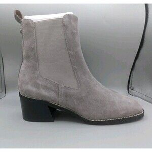 Donald Pliner Chelsea Flower Suede Boots Women's Square Toe Zip Chunky 5.5 M